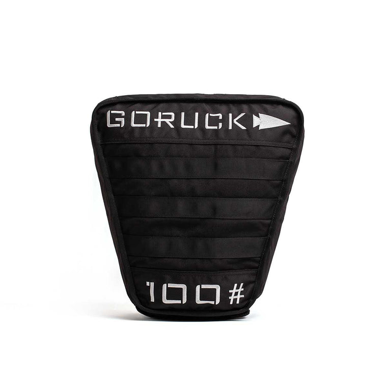 GORUCK 100lb Tombstone rucking sandbag, black, on white background