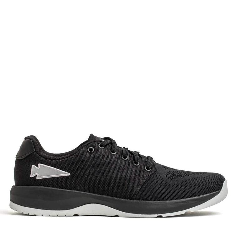GORUCK Ballistic Trainers black sneaker with silver spearhead logo and grey sole