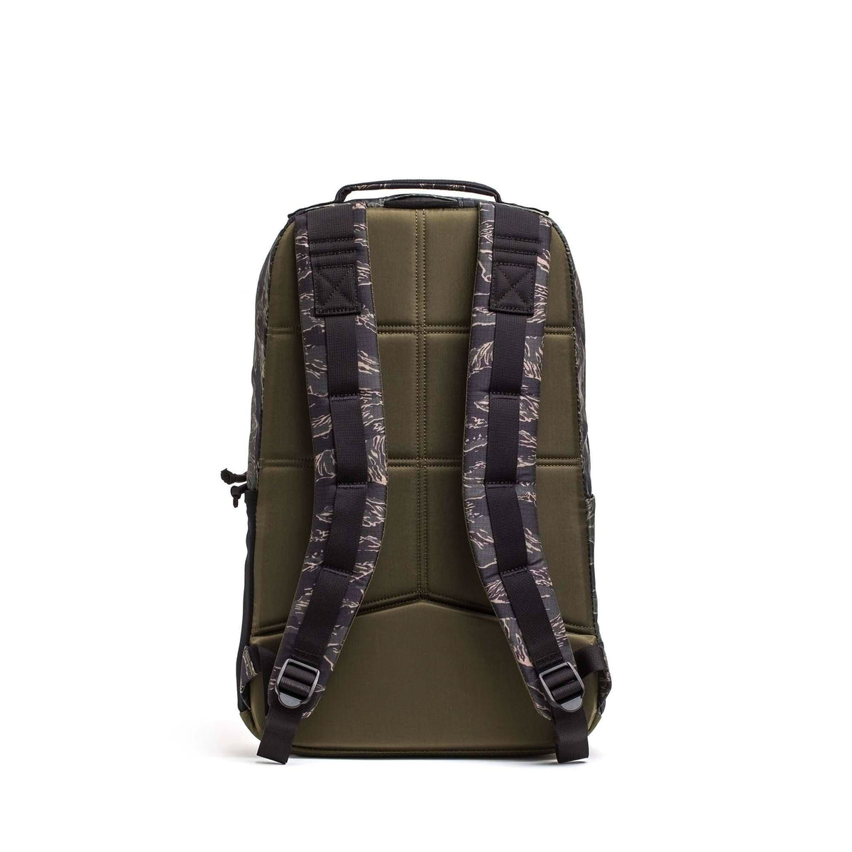 GORUCK Basic Rucker 17L backpack with tiger stripe padded straps and olive green back panel