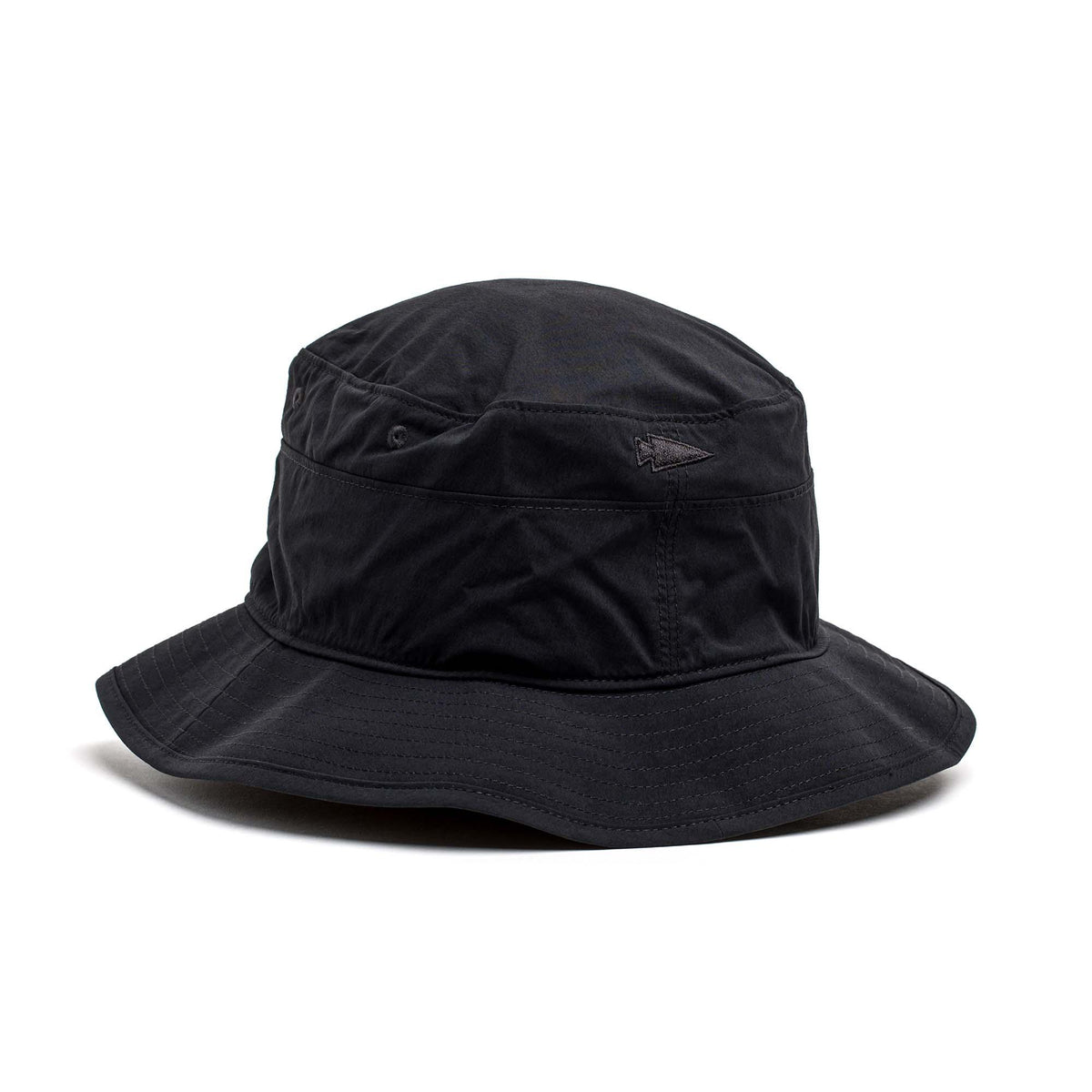 GORUCK black boonie hat with black spearhead patch, outdoor rucking gear, size L