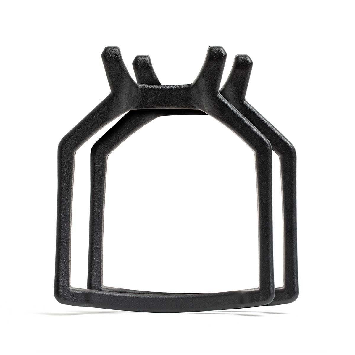 Pair of black GORUCK chest plate weights for rucking training equipment on white background