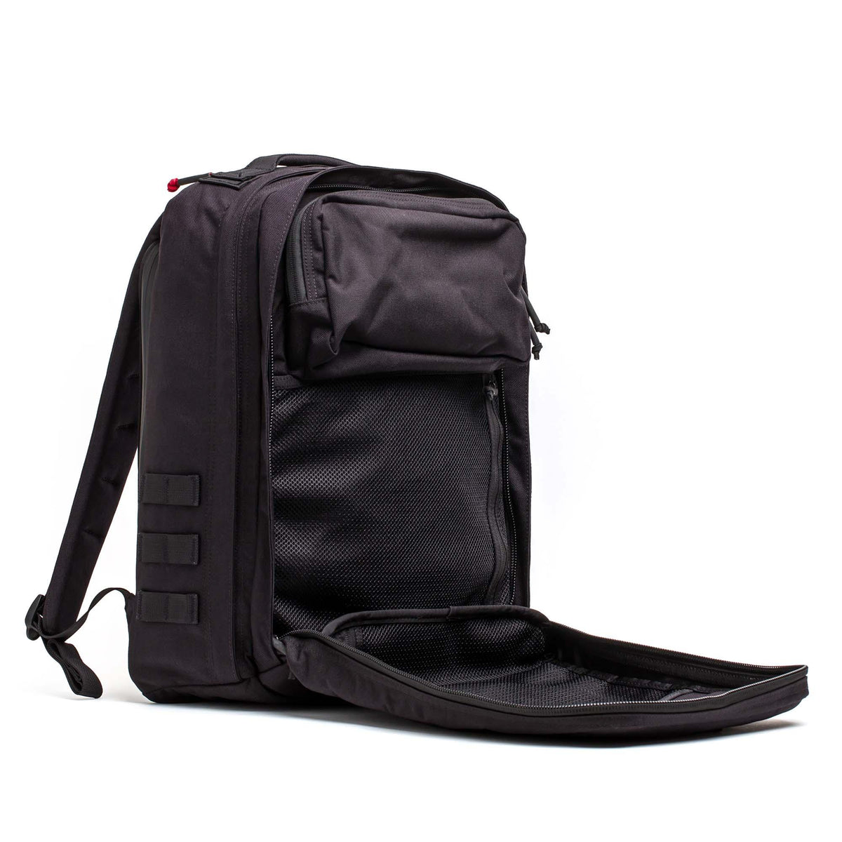 GORUCK GR2 26L black rucksack open, showing durable compartments and rugged design