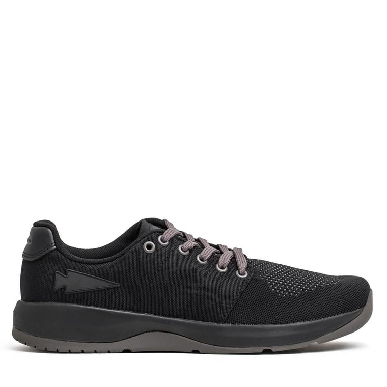 GORUCK Lead Ballistic Trainer black rucking shoe with charcoal laces and reflective design