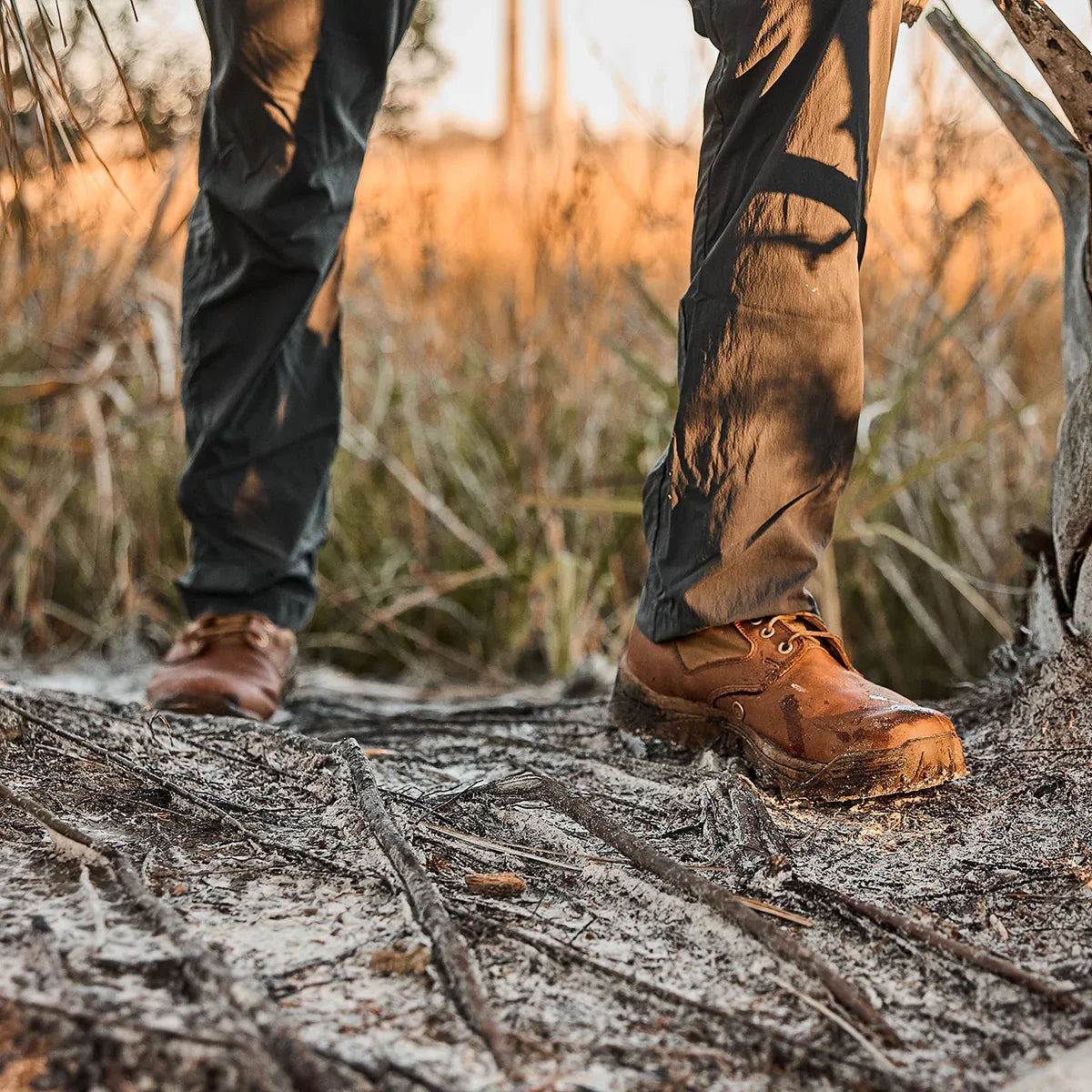 GORUCK MACV-2 Mid Top Briar Coyote rucking boots in outdoor terrain