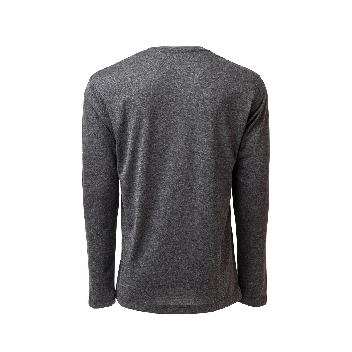GORUCK men's charcoal long sleeve triblend shirt size L shown from the back on white