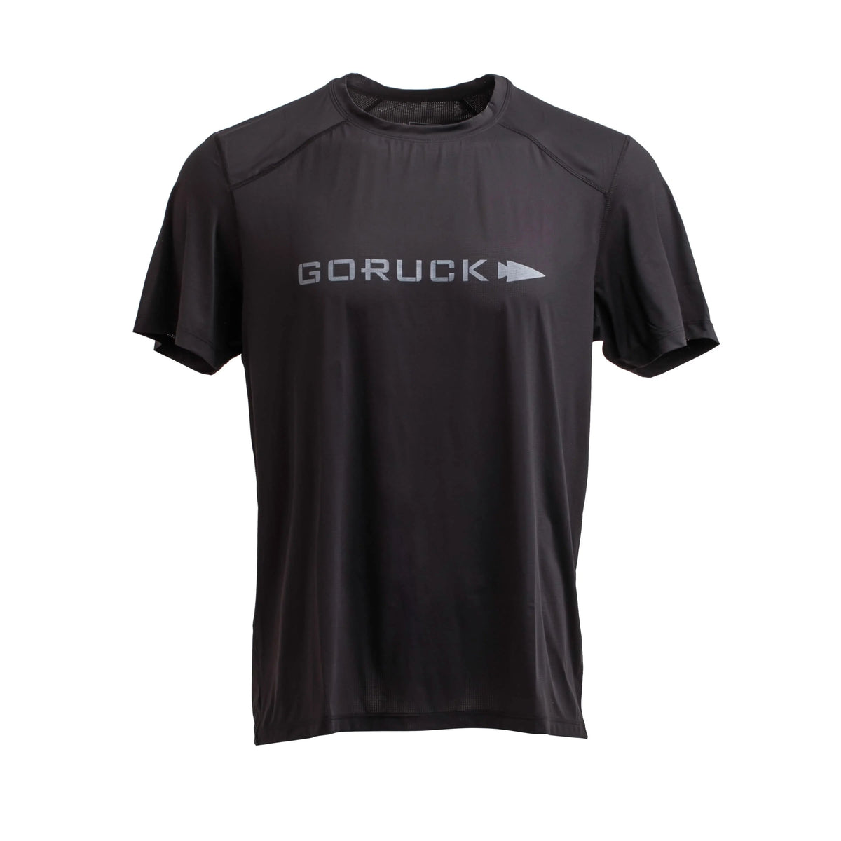 GORUCK men's black performance tee, size L, with logo, moisture-wicking athletic shirt