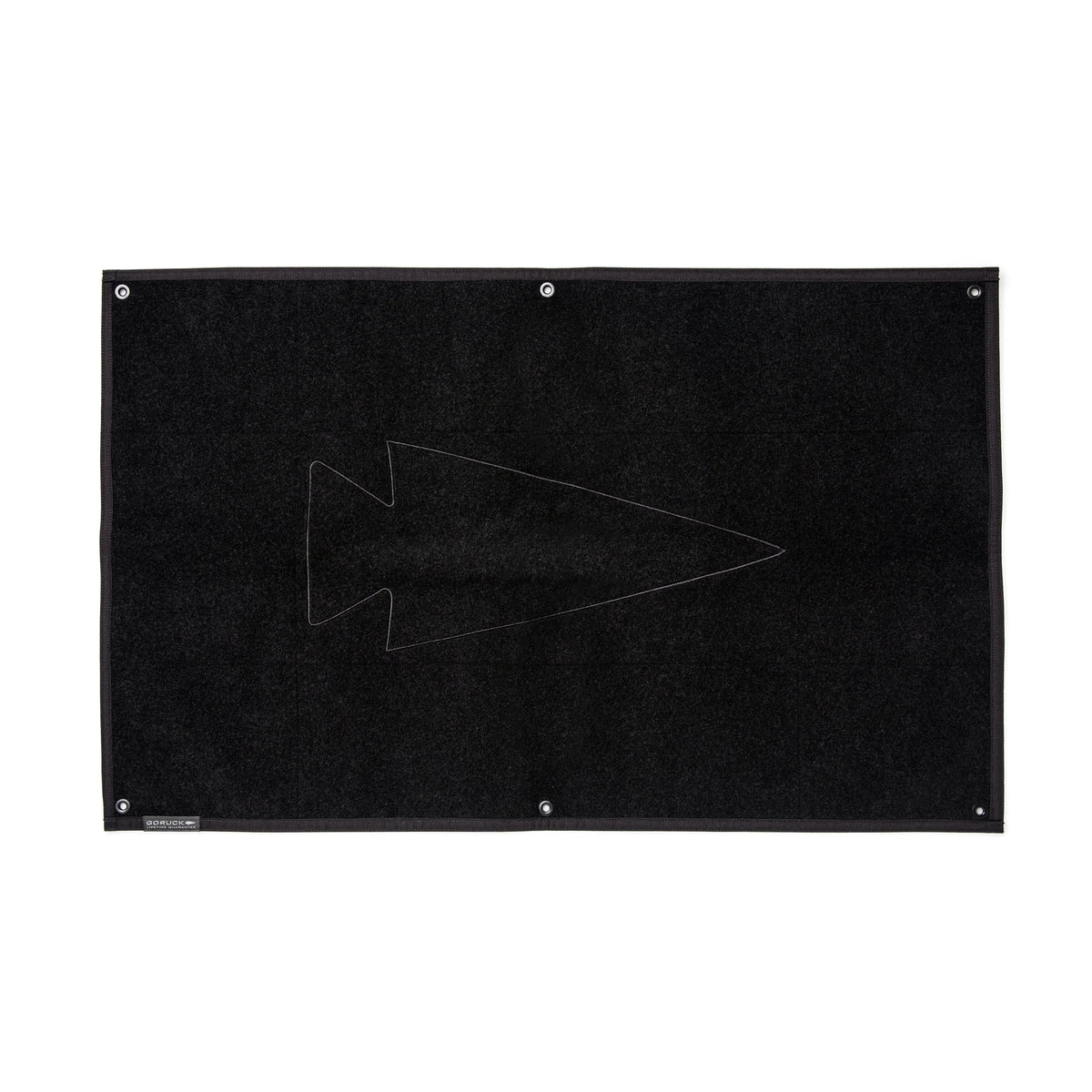 GORUCK large black patchboard with arrowhead outline and metal grommets for rucking gear