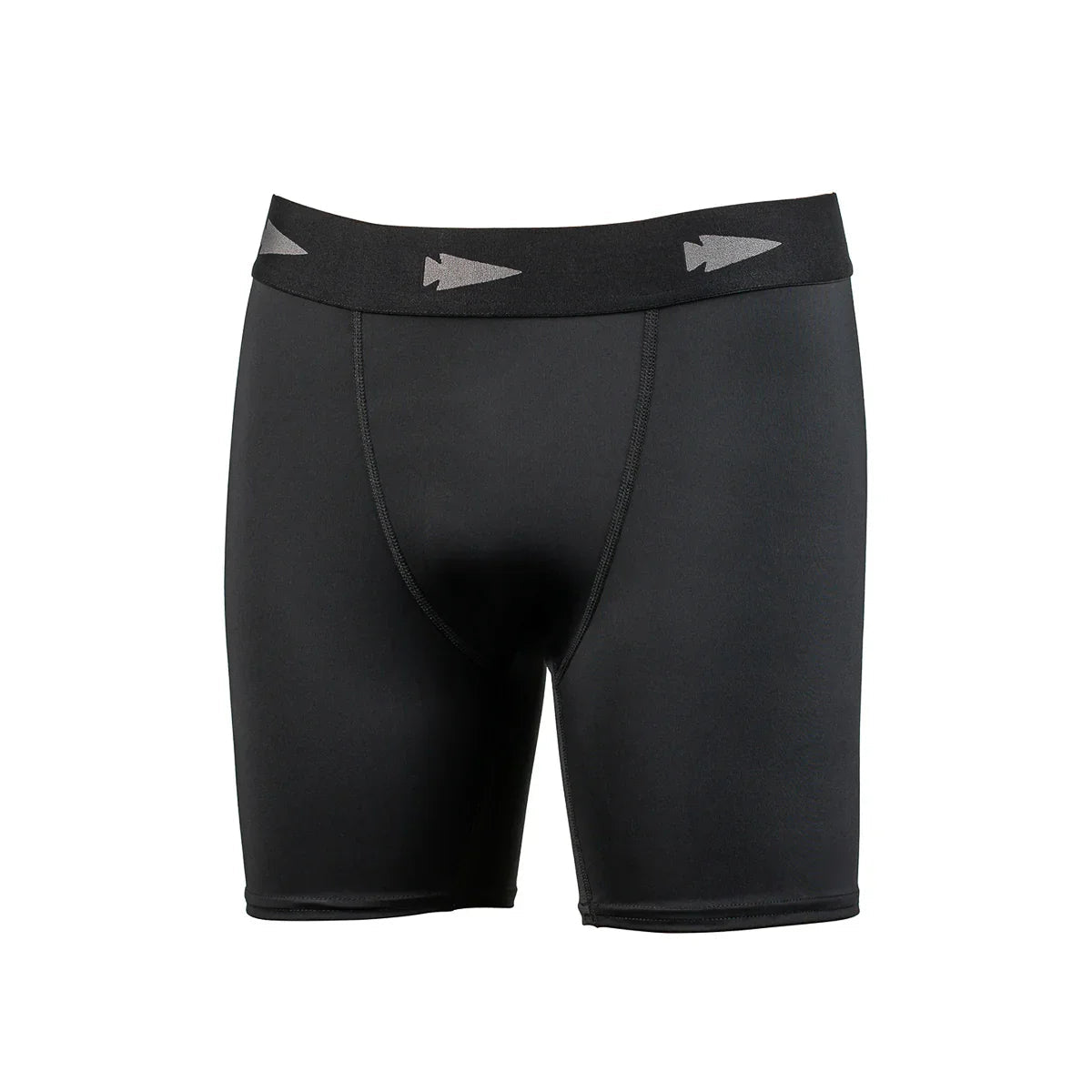 GORUCK black compression shorts with arrowhead logo waistband, athletic rucking gear