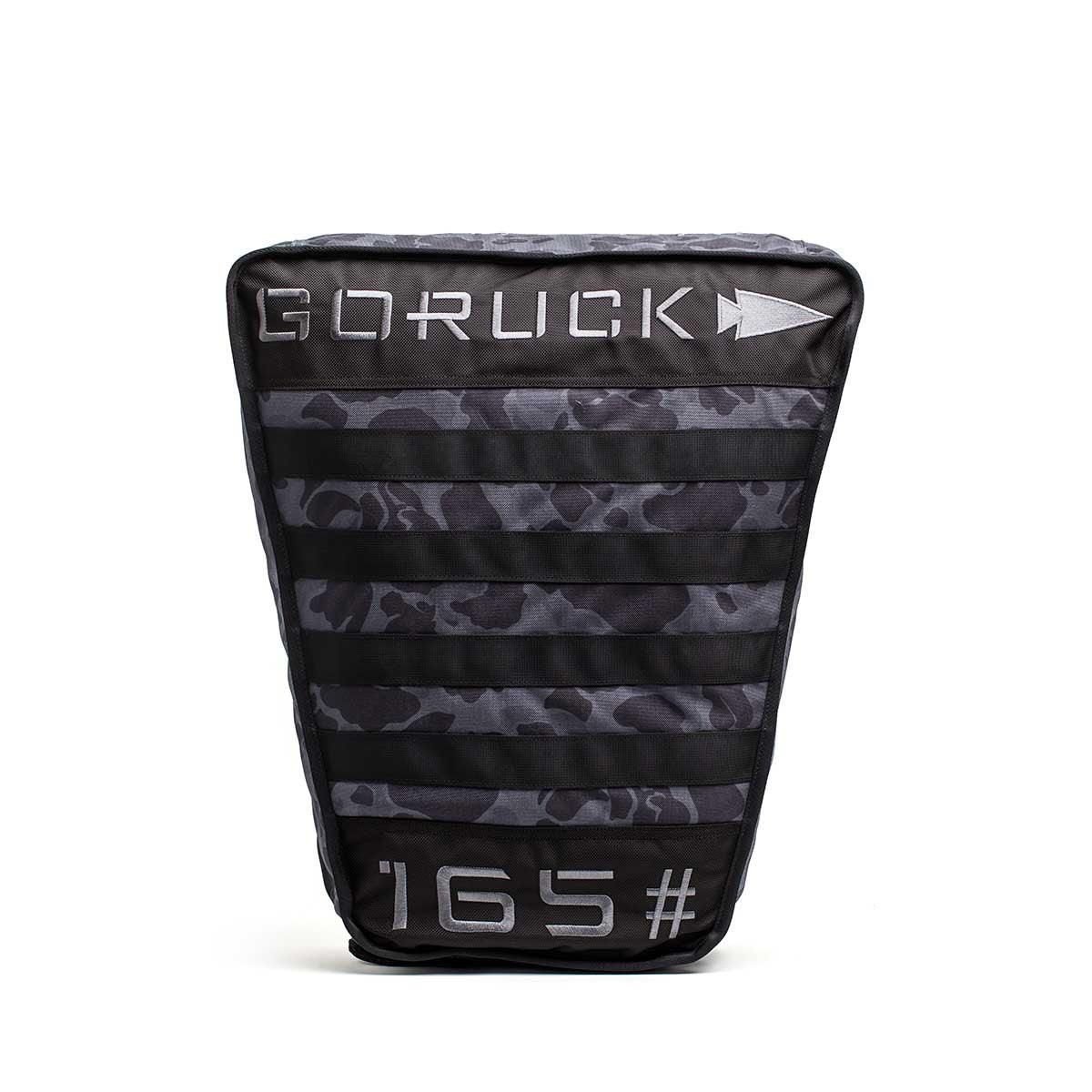 GORUCK 165lb Tombstone ruck weight in black frogskin camo with visible branding