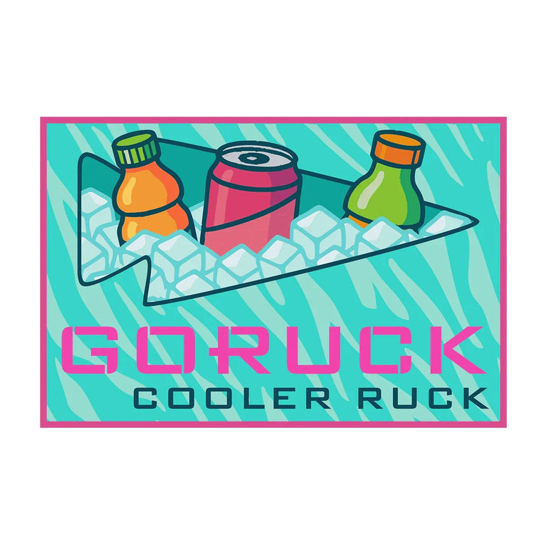 GORUCK Cooler Ruck graphic with drinks and ice, rucking gear patch design