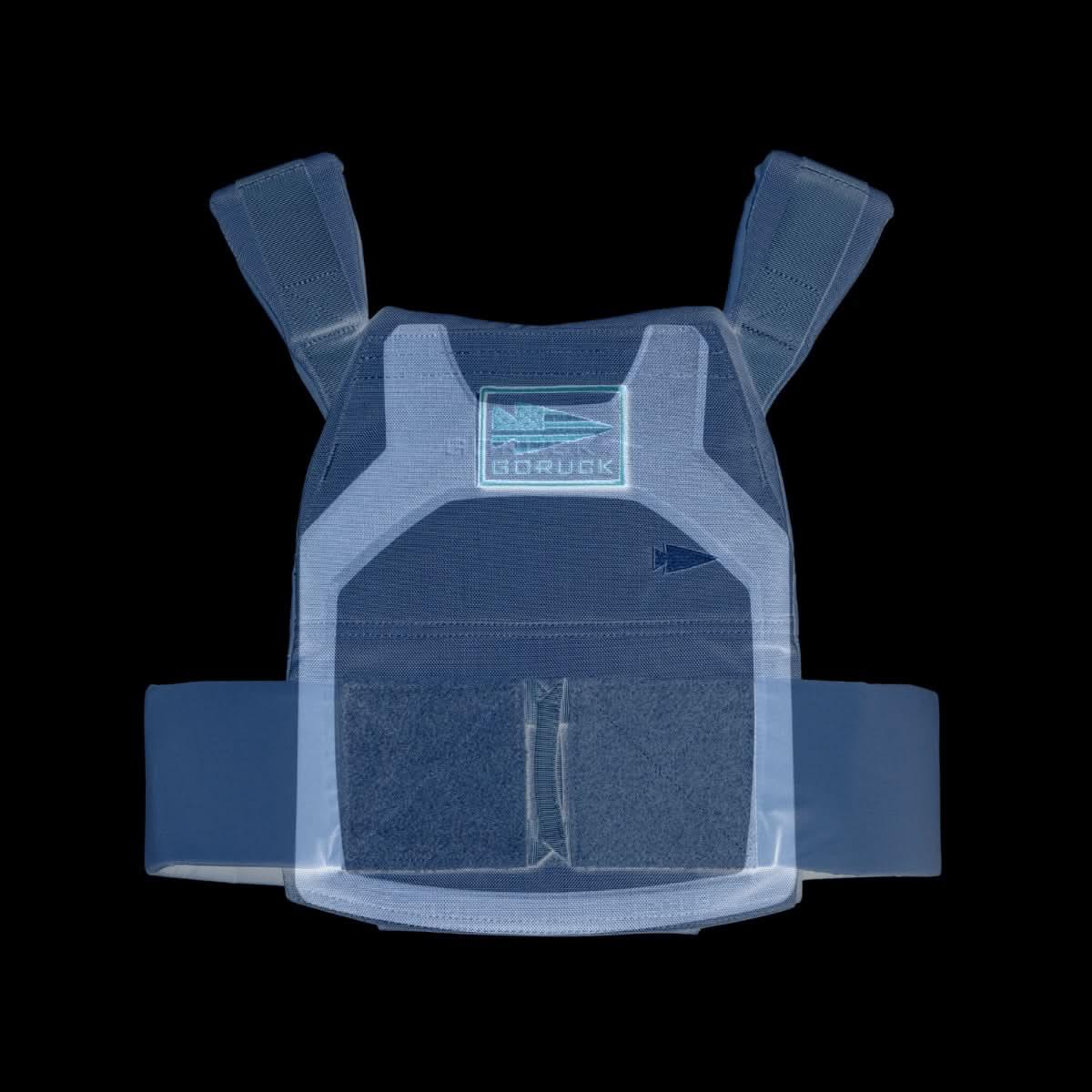 GORUCK ruck plate carrier x-ray view showing interior structure on black background