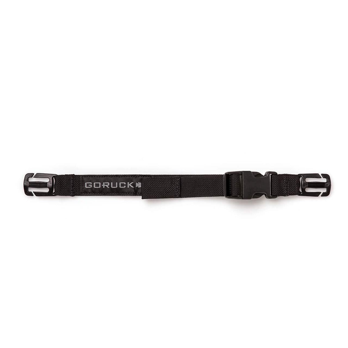 GORUCK black ruck gear sternum strap with side-release buckle on white background